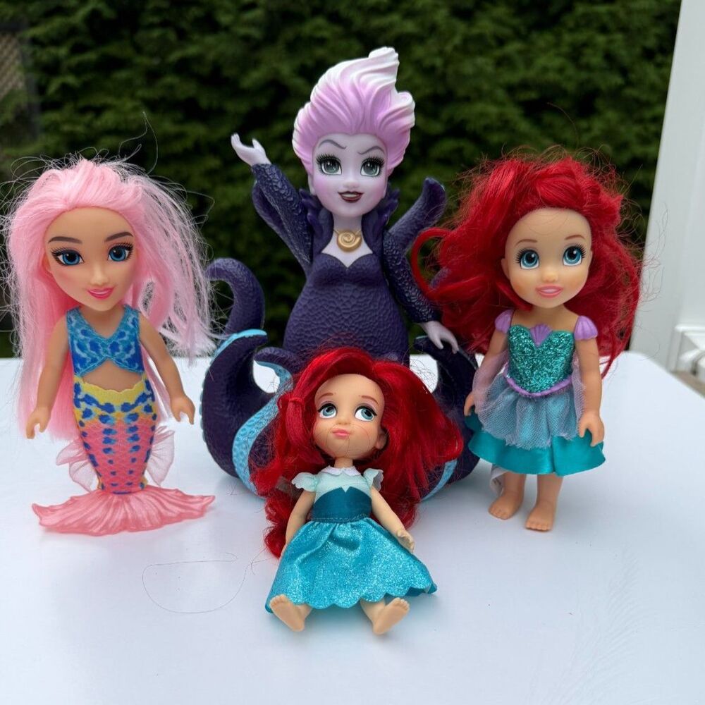 Disney Little Mermaid Doll Lot 4 Ariel Ursula Petite Mermaid Toddler Dolls